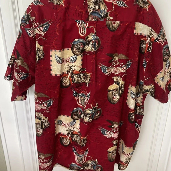 Clearwater Outfitters Short Sleeve Red Button down shirt MOTORCYCLES SIZE Large - Picture 9 of 16